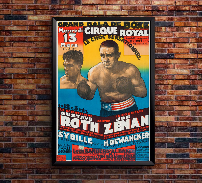 Roth vs Zeman - French -1920s -Vintage Boxing Poster