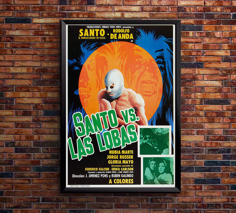 Santo vs the Wolves - Lucha Mexican Wrestling Poster