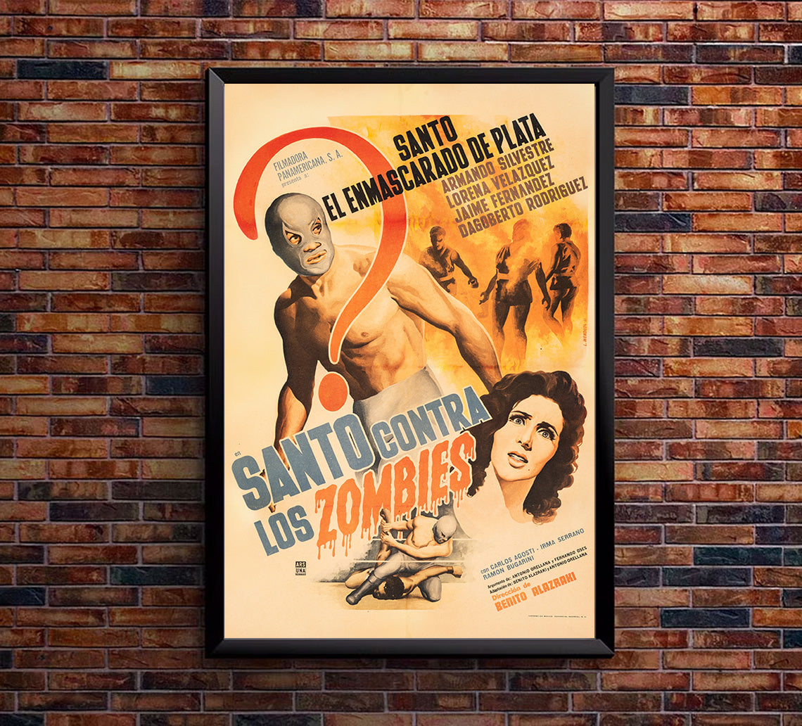 Santos vs the Zombies- Lucha Mexican Wrestling Poster