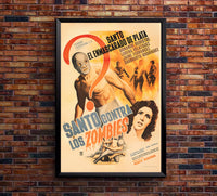 Santos vs the Zombies- Lucha Mexican Wrestling Poster