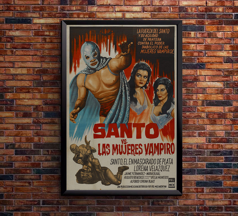 Santo vs the Women Vampires - Lucha Mexican Wrestling Poster