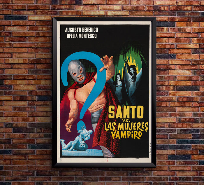 Santo vs the Women Vampires - Lucha Mexican Wrestling Poster