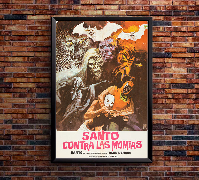 Santo vs the Mummies - Lucha Mexican Wrestling Poster