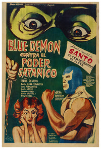 Blue Demon vs the Satanic Power - Santo - Lucha Mexican Wrestling Poster