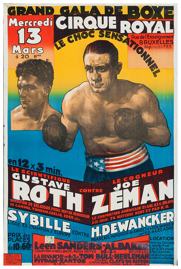 Roth vs Zeman - French -1920s -Vintage Boxing Poster