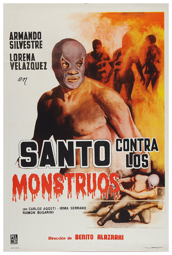 Santo vs the Monsters- Lucha Mexican Wrestling Poster