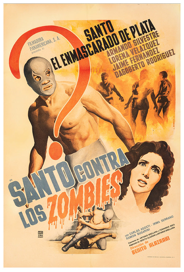 Santos vs the Zombies- Lucha Mexican Wrestling Poster