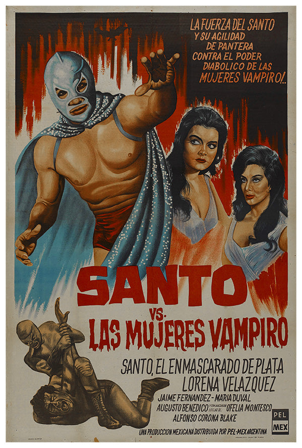 Santo vs the Women Vampires - Lucha Mexican Wrestling Poster