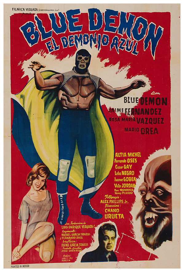 The Blue Demon- Lucha Mexican Wrestling Poster