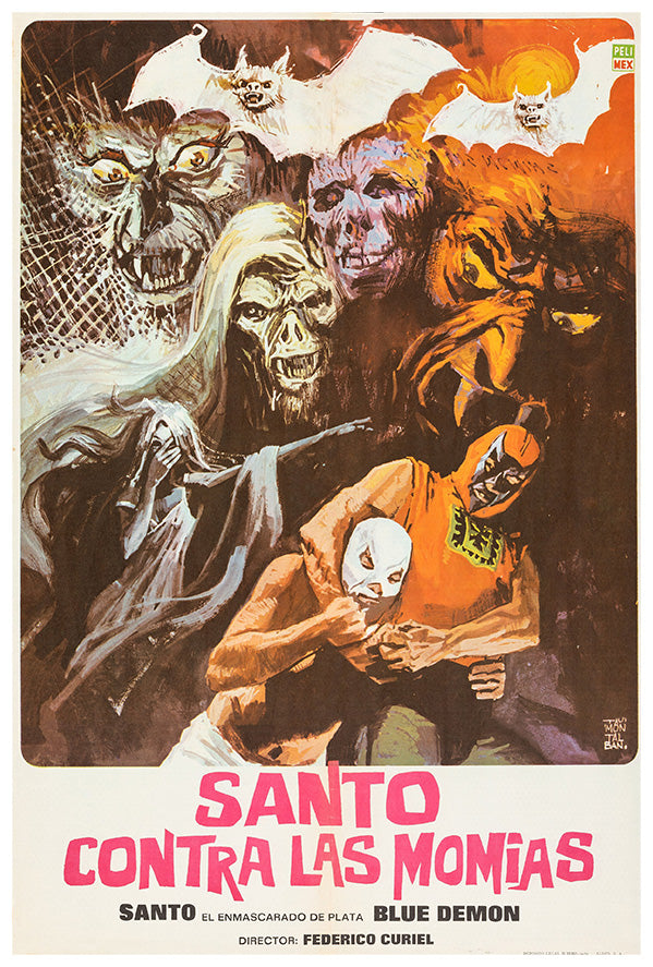 Santo vs the Mummies - Lucha Mexican Wrestling Poster