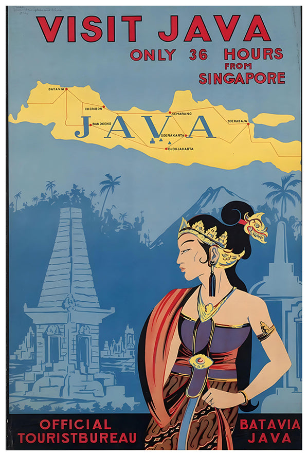 Visit Java - Vintage Travel Poster