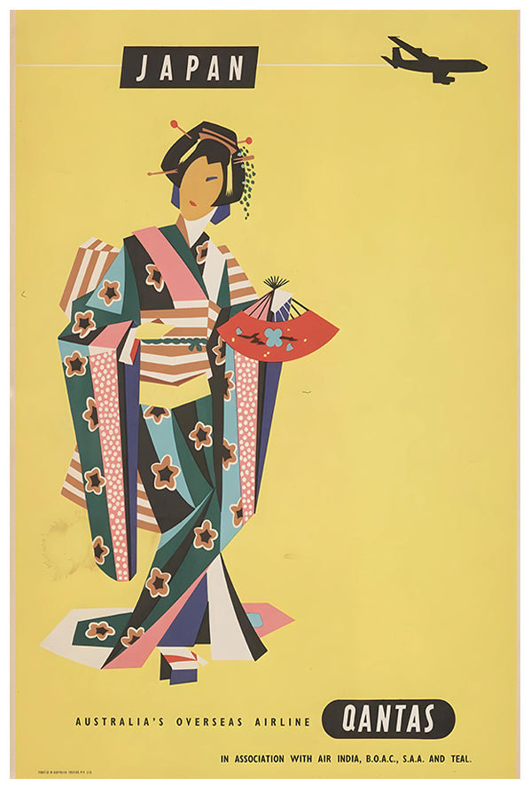 Japan - Qantas - Vintage Travel Poster