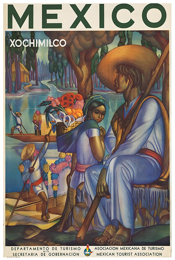 Mexico - Xochimilco - Vintage Travel Poster