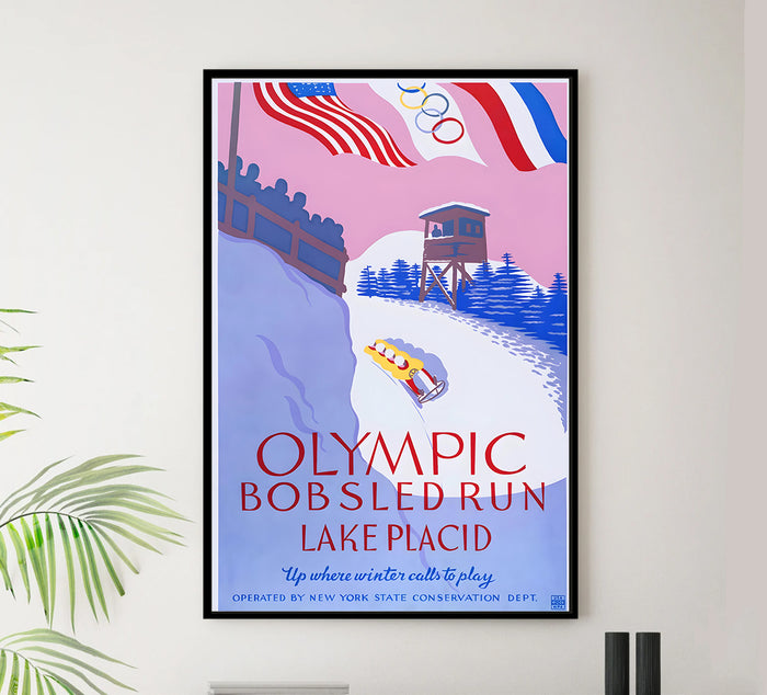 Olympic Bobsled Run Lake Placid - Vintage Travel Poster