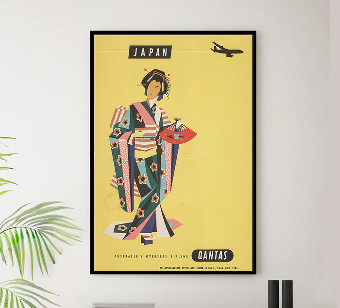 Japan - Qantas - Vintage Travel Poster
