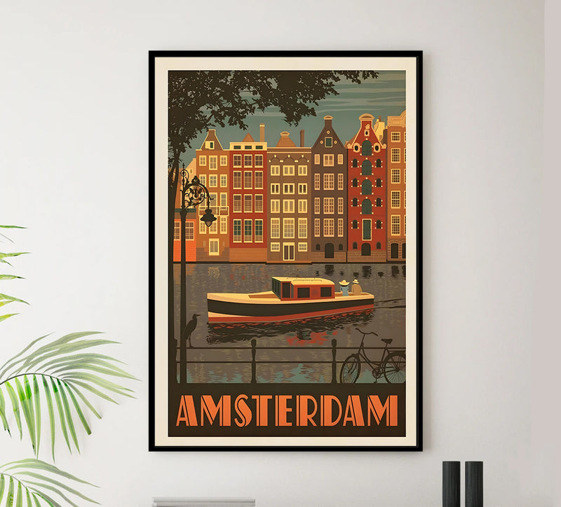 Netherlands - Amsterdam - Vintage Travel Poster