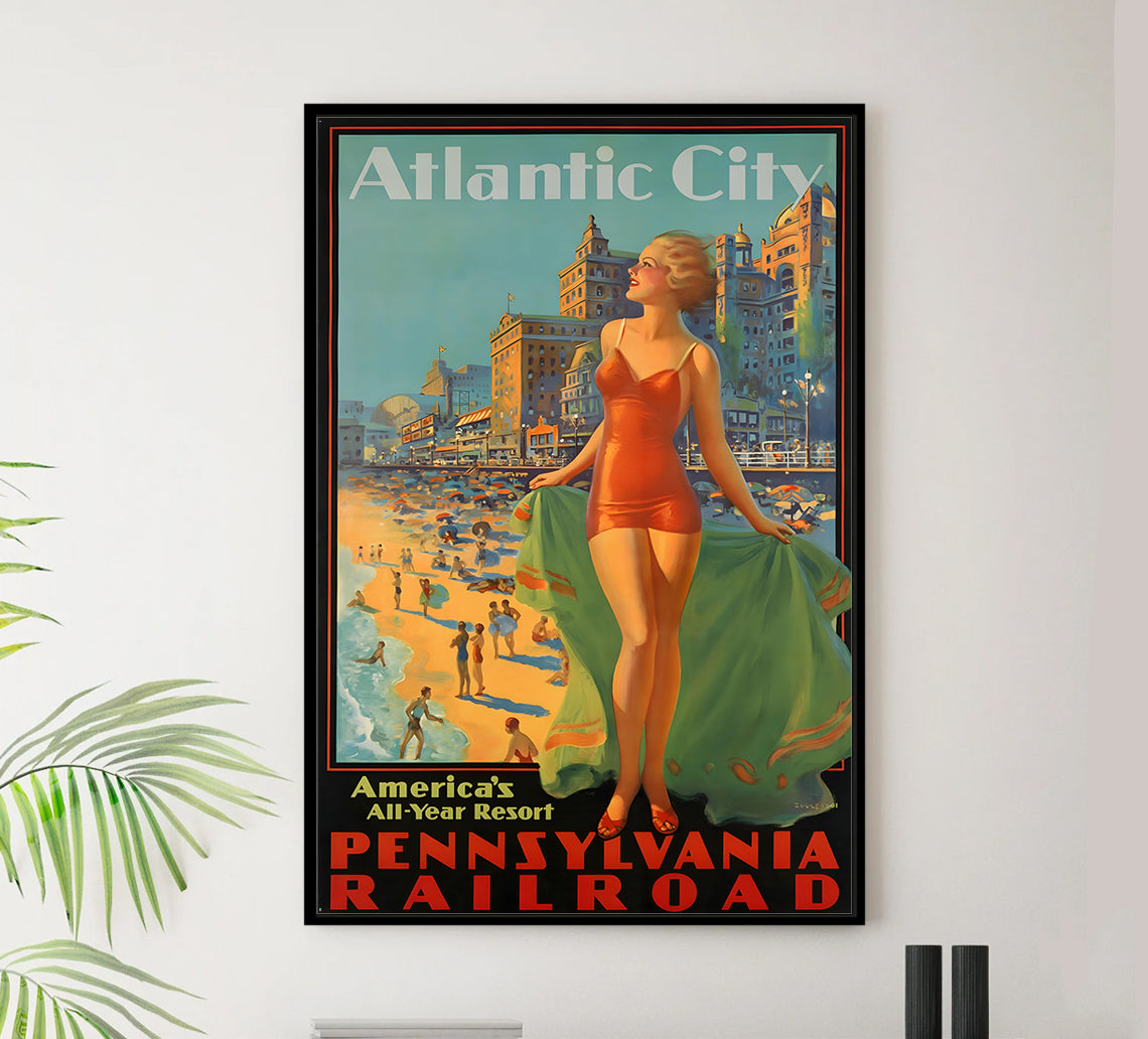 Pennsylvania Rail Road - Atlantic City v3 - Vintage Travel Poster