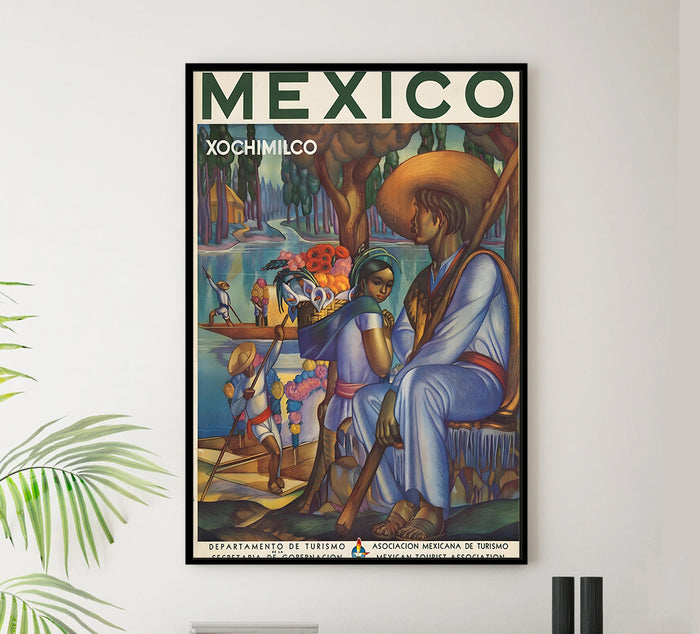 Mexico - Xochimilco - Vintage Travel Poster