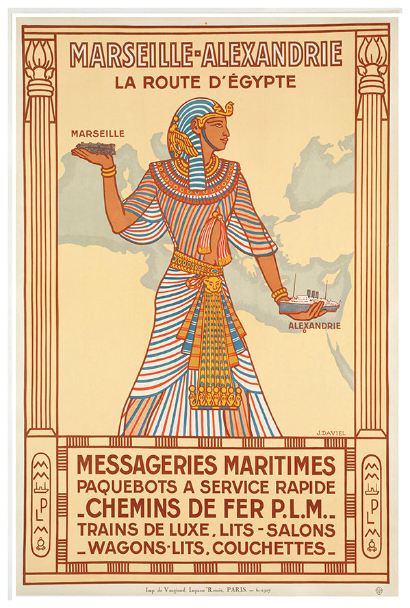 France Chemin Railway - Egypt - 1927 - Vintage Travel Poster