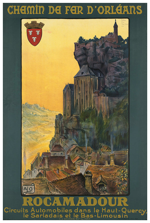 France - Chemin Railway - Rocamadour - Vintage Travel Poster