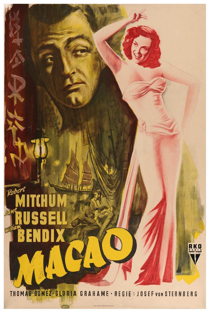 Macao 1952 - German - Robert Mitchum - Vintage Classic Movie Poster