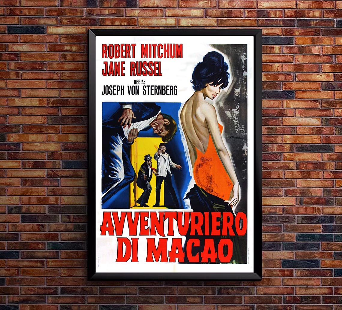 Macao 1952 - Italian - Robert Mitchum - Vintage Classic Movie Poster