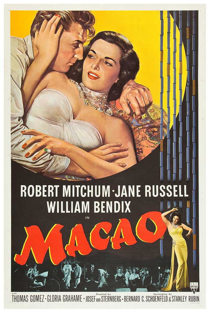 Macao 1952 v2 - Robert Mitchum - Vintage Classic Movie Poster