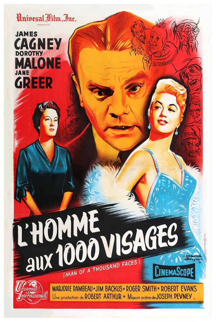 Man of a Thousand Faces 1957 - James Cagney - France 2 - Classic Movie Poster