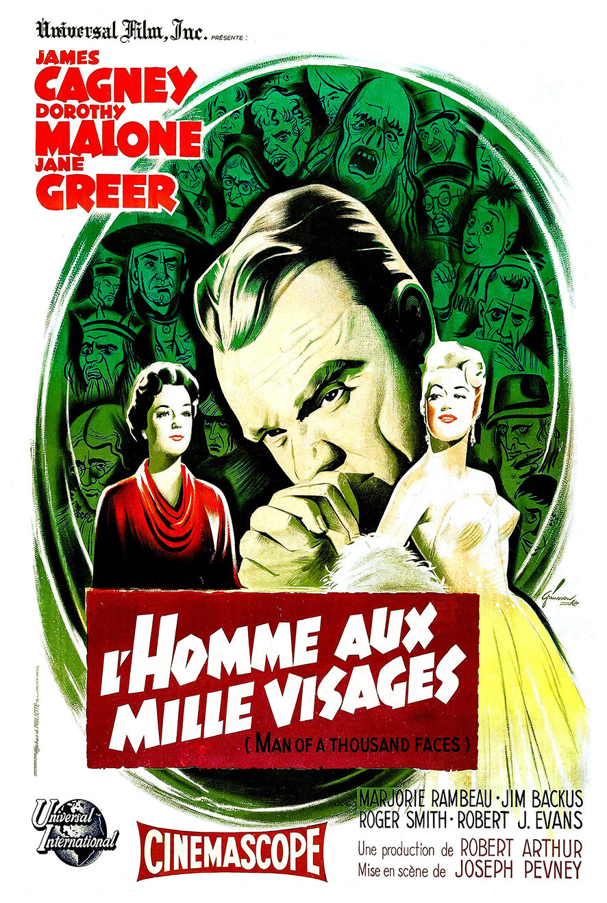 Man of a Thousand Faces 1957 - James Cagney - France - Classic Movie Poster
