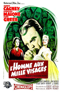 Man of a Thousand Faces 1957 - James Cagney - France - Classic Movie Poster