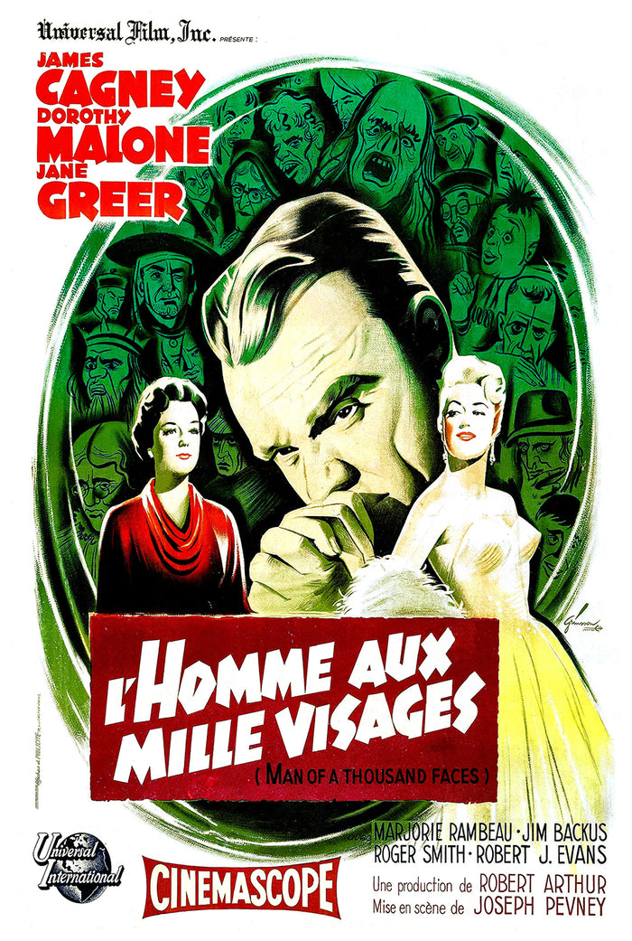 Man of a Thousand Faces 1957 - James Cagney - France - Classic Movie Poster