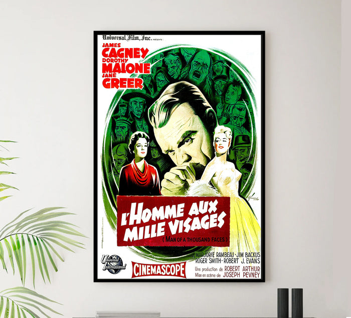 Man of a Thousand Faces 1957 - James Cagney - France - Classic Movie Poster