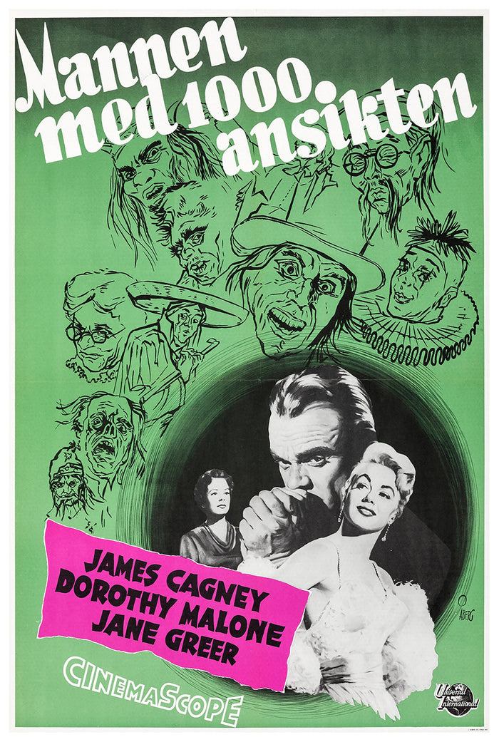 Man of a Thousand Faces 1957 - James Cagney - Sweden - Classic Movie Poster