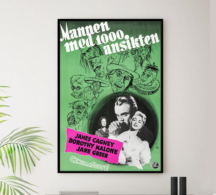 Man of a Thousand Faces 1957 - James Cagney - Sweden - Classic Movie Poster