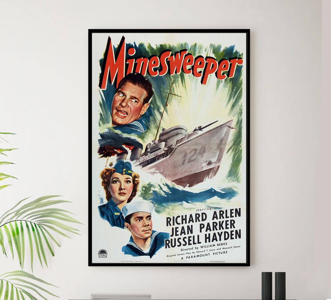 Minesweeper 1943 - Robert Mitchum - Vintage Classic Movie Poster