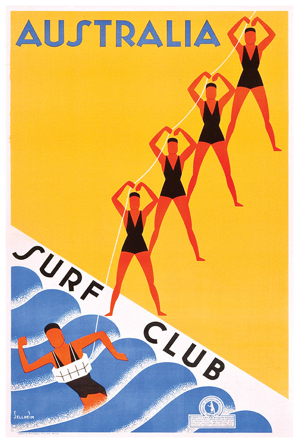 Australia - Surf Club - Vintage Travel Poster