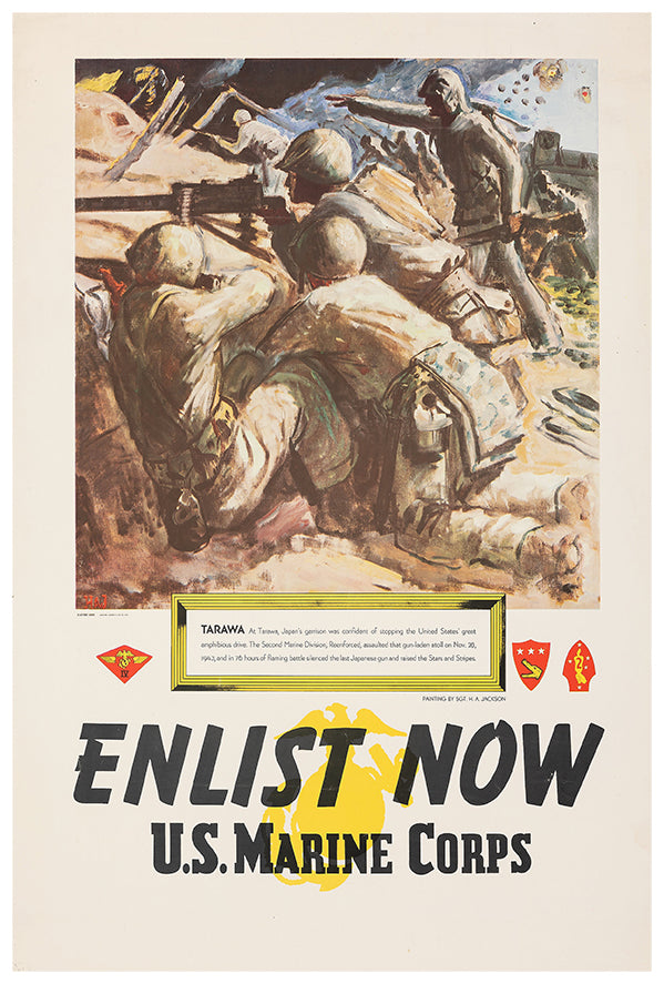 Enlist Now - US Marine Corps - Tarawa - WW2 Poster
