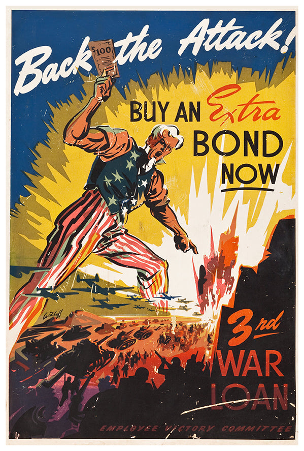 Back the Attack - Unlce Sam - 3rd War Loan - WW2 Poster