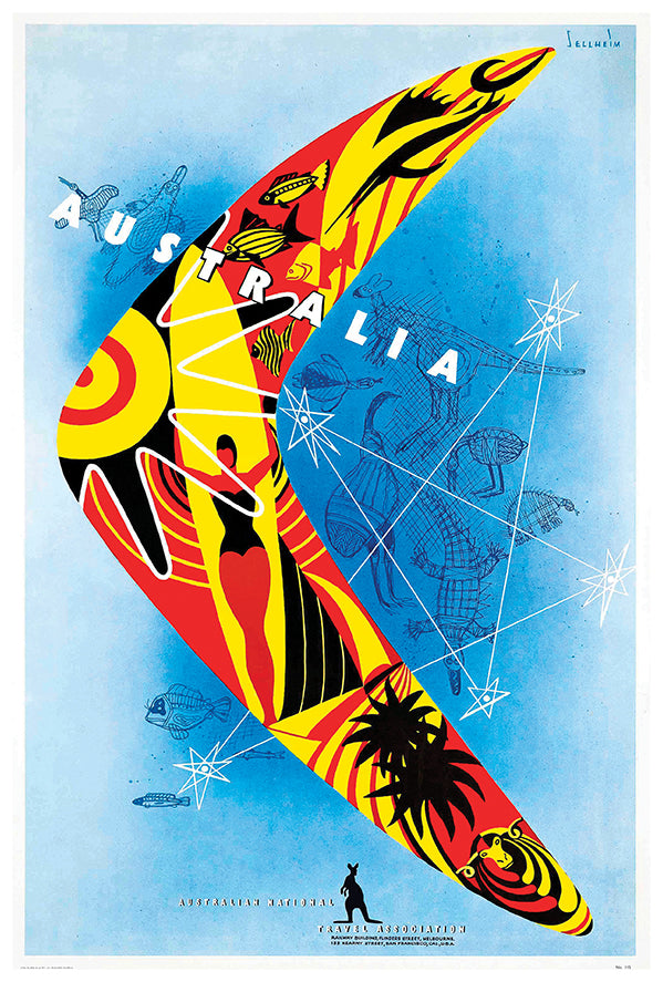 Australia - Boomerang - Vintage Travel Poster