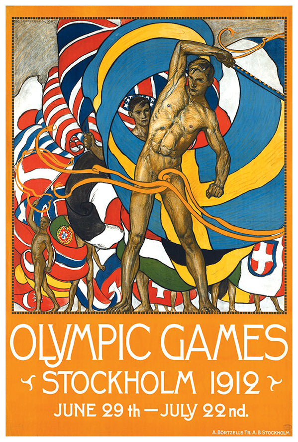 Sweden - Stockholm - Olympics - 1912 - Vintage Travel Poster