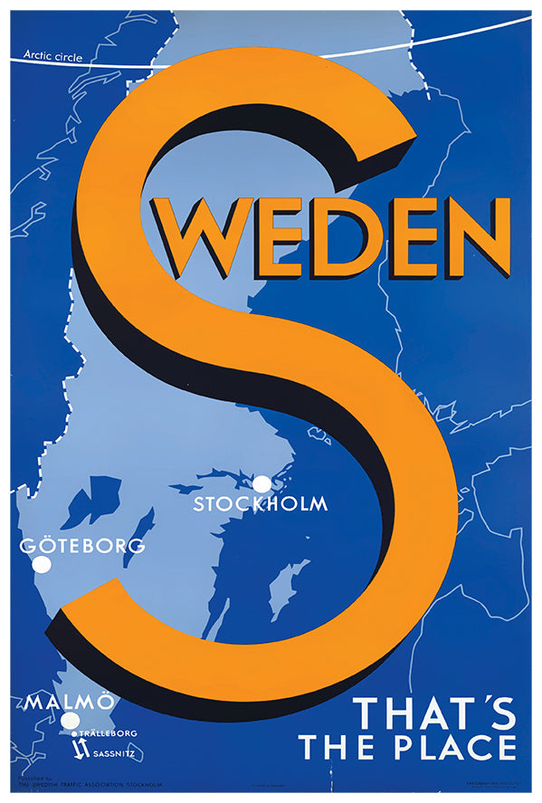 Sweden - Thats the Place - Vintage Travel Poster