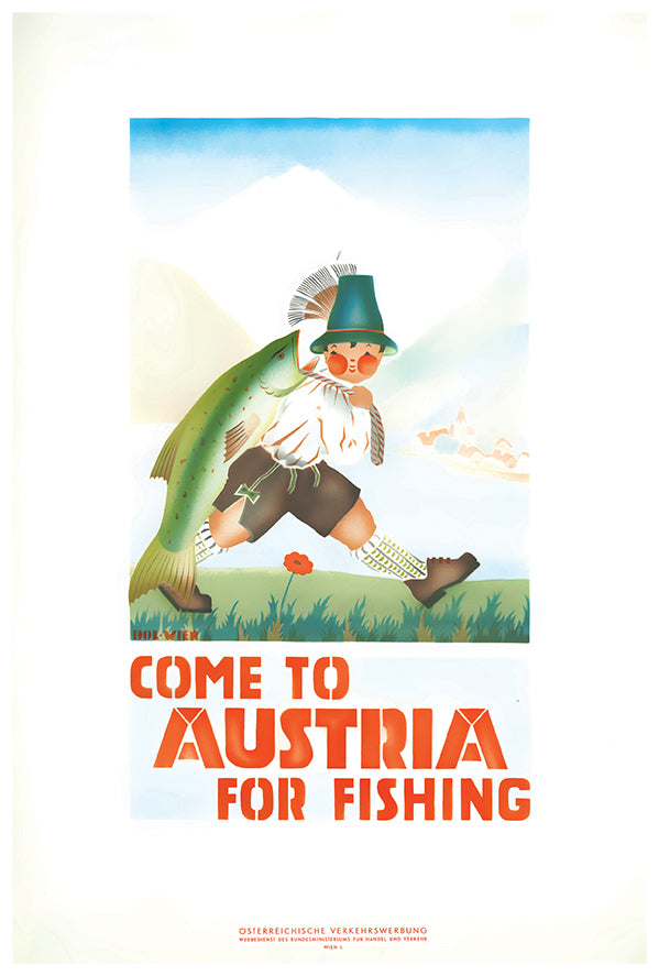 Austria - Fishing - Vintage Travel Poster