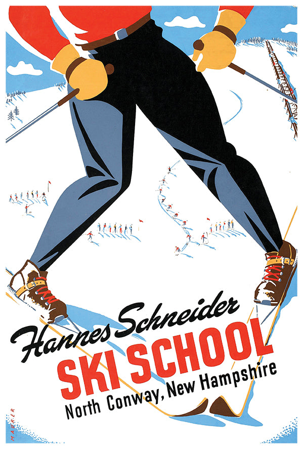 New Hampshire - Ski School - Vintage Travel Poster