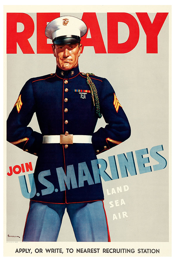 Ready - Join the US Marines - WW2 Poster