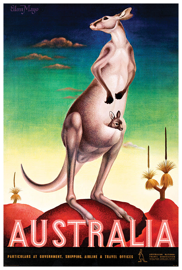 Australia - Kangaroo - Vintage Travel Poster