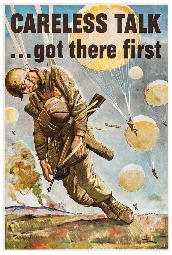 Careless Talk - Airborne - Paratrooper - WW2 Poster