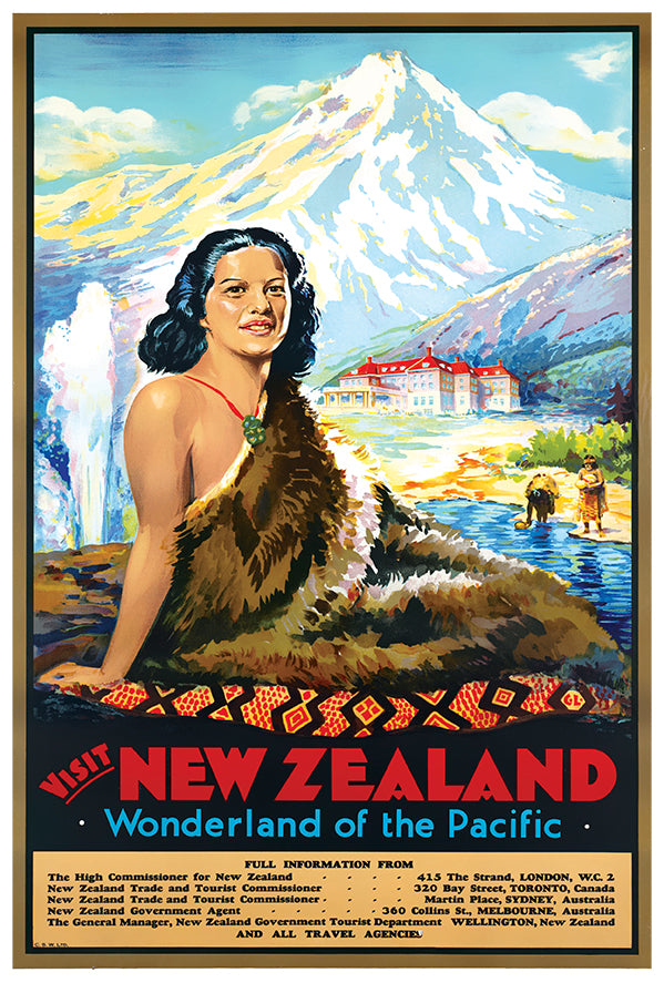 New Zealand - Wonderland of Pacific - Vintage Travel Poster