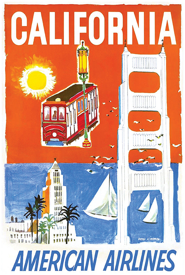 American Airlines - California - Vintage Travel Poster