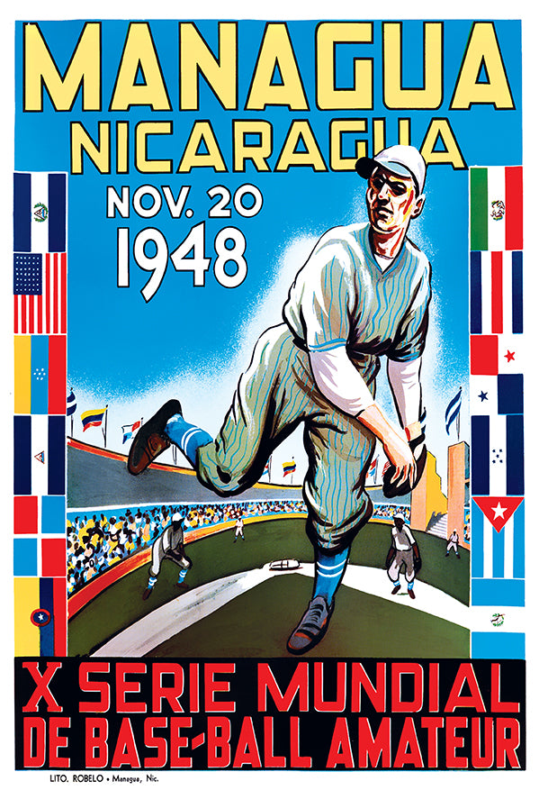 Nicaragua - Baseball - 1948- Vintage Travel Poster