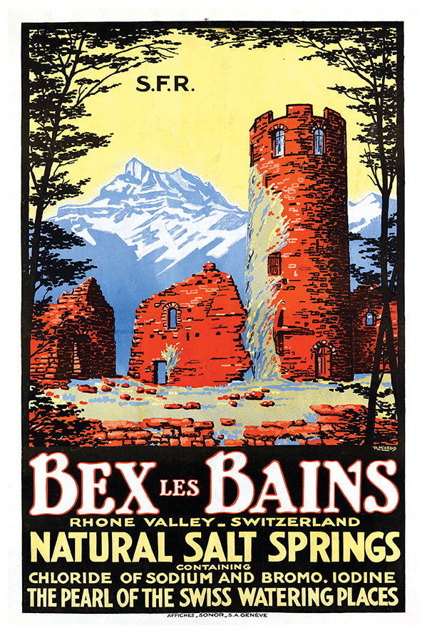 Switzerland - Bexles Bains - Vintage Travel Poster